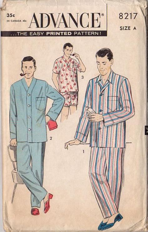 Vintage S Advance Sewing Pattern Men S Pajamas Chest