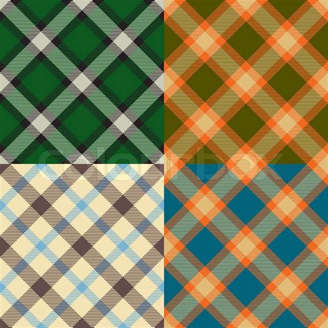 Color Plaid Patterns Set Stock Vector Colourbox