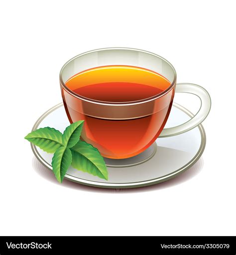 Black Tea Cup Isolated Royalty Free Vector Image