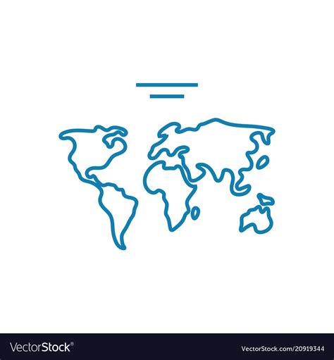 World Map Linear Icon Concept Line Royalty Free Vector Image