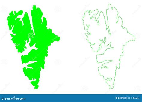 Isla Spitsbergen Reino De Norway Svalbard Mapa De Ilustraciones