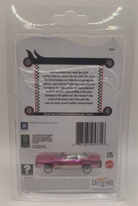 Hot Wheels Red Line Club Exclusive Custom Eldorado Pink With Card