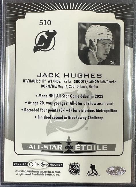 Opc O Pee Chee Hockey Jack Hughes Rainbow Foil Black Parallel