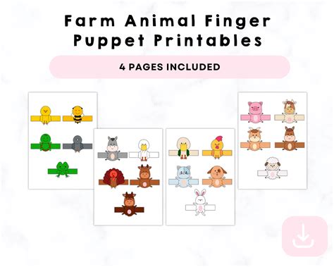 Farm Animal Finger Puppet Printables Crystalandcomp