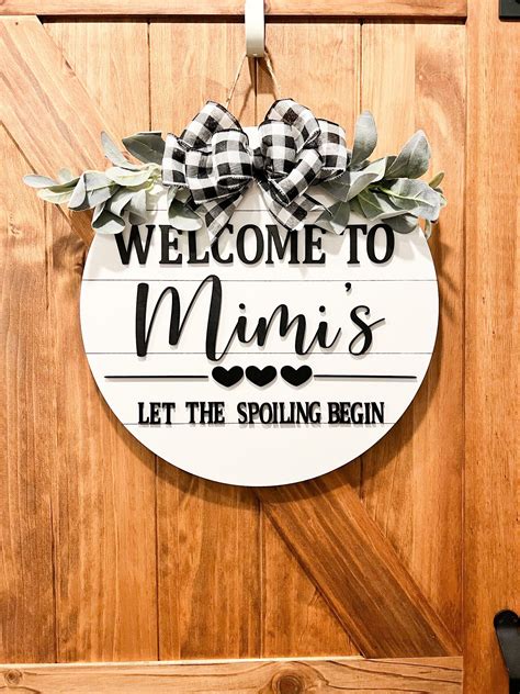 Welcome To Mimis Door Hanger Grandparent T Door Wreathgrandma Wreath