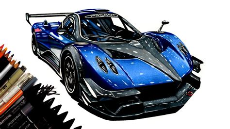 Realistic Car Drawing Pagani Zonda Revolucion Time Lapse Drawing