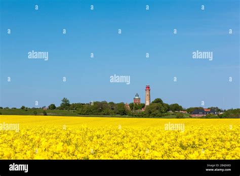 Ostsee R Gen Kap Arkona Schinkelturm Und Neuer Leuchtturm Rapsfeld