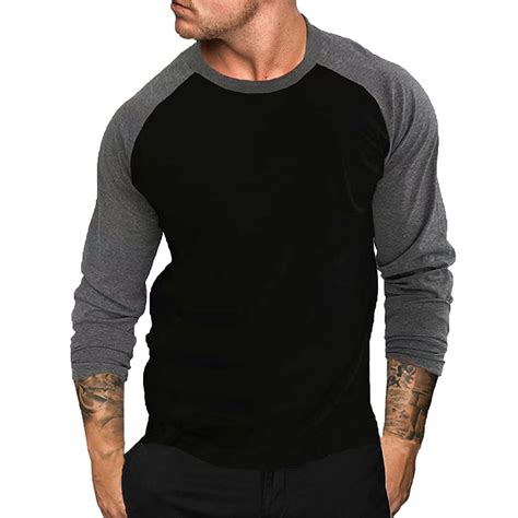 Ddapj Pyju Men Long Sleeve Raglan Shirt 2023 Clearance Slim Fit Stretch