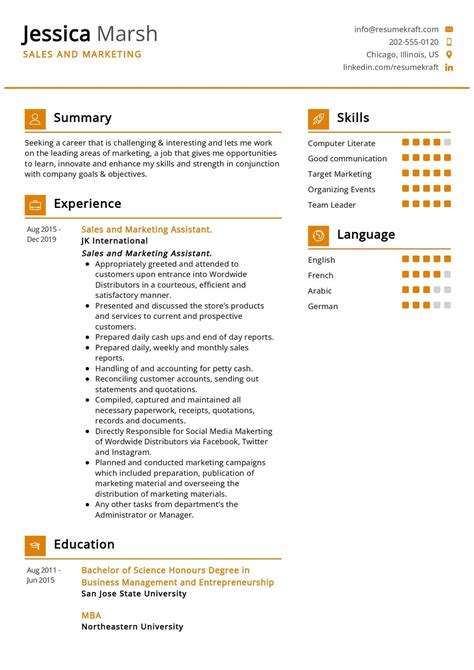 Junior Sales Assistant Cv Sample In Resumekraft