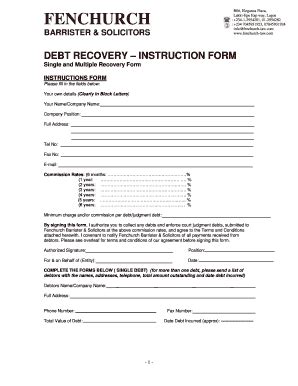 Fillable Online Debt Recovery Instruction FORM Fax Email Print PdfFiller