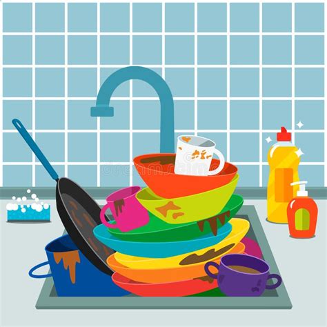 Cartoon Dirty Dishes Stock Illustrations – 667 Cartoon Dirty Dishes ...