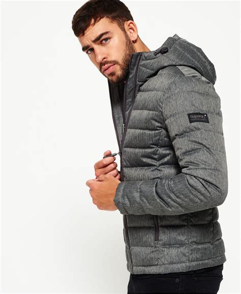 Superdry Double Zip Tweed Fuji Hooded Jacket For Mens