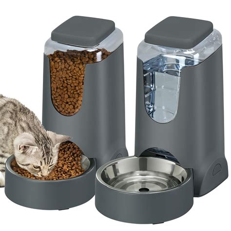 2 Pack Automatic Cat Feeder And Water Dispenser With Stainless Steel