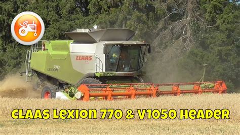 Harvest Claas Lexion With V Header Youtube