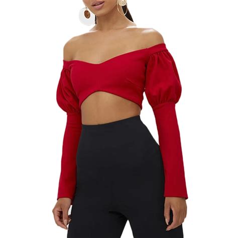 New Arrival Sexy Women Ladies Off Shoulder T Shirts Autumn Fashion Long