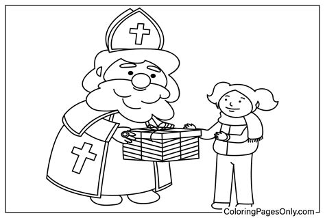 Saint Nicholas And Baby Girl Coloring Page Free Printable Coloring Pages