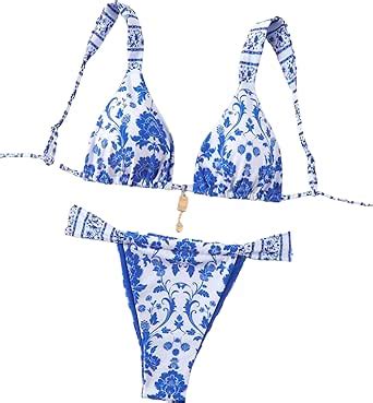 Amazon Zaful Conjunto De Bikini De Dos Piezas Con Estampado Floral