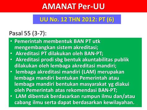 Kebijakan Akreditasi Pt Di Indonesia Sesuai Uu No122012 Ppt Download