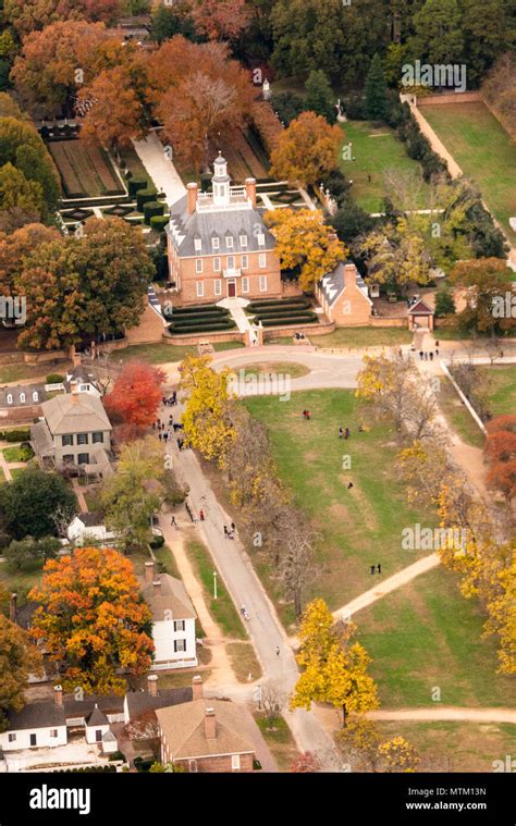 Aerial View Of Colonial Williamsburg Showing The Governors Palace The