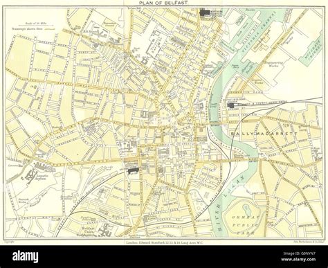 Ireland Plan Belfast 1912 Antique Map Stock Photo Alamy