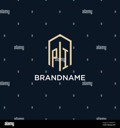 PI Initial Monogram Logo With Hexagonal Shape Style Real Estate Logo