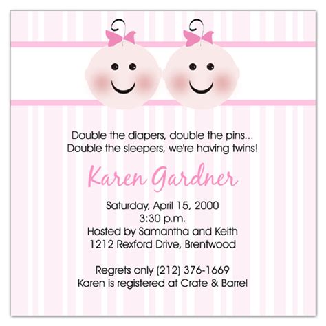 Stripe Pink Twin Girls Baby Shower Invitation, invitations … | Baby ...