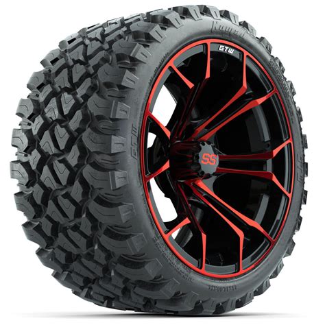 Set Of 4 15″ Gtw Spyder Redblack Wheels With 23x10 R15 Nomad All