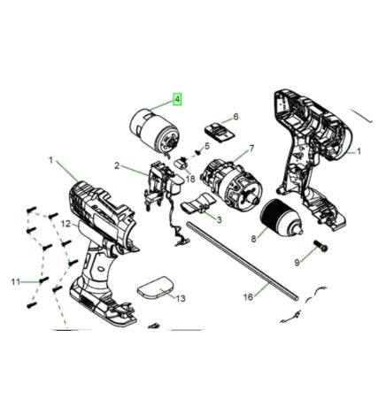 Moteur pour perceuses sans fil RYOBI R18PD SAVPEM pièces détachées