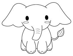 Kawaii Elefante Para Colorear Imprimir E Dibujar ColoringOnly