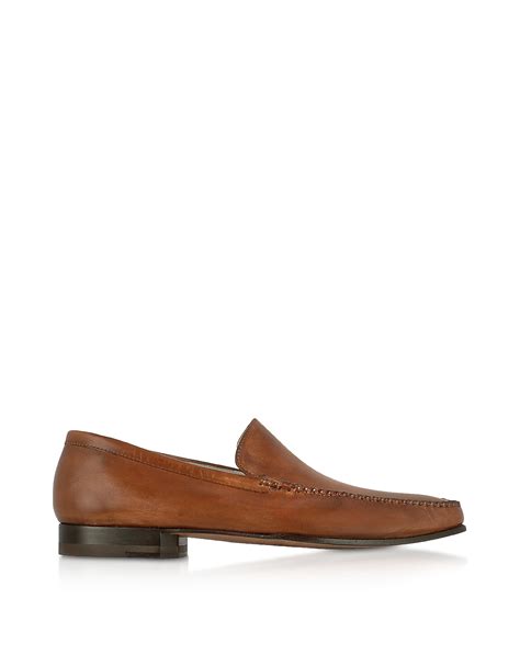 Pakerson Brown Italian Handmade Leather Loafer Shoes | ModeSens