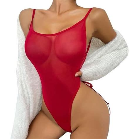 Lingerie Sexy Femme Body Dos Nu en Dentelle Valentin Coquin Féminin Rouge Rouge Cdiscount