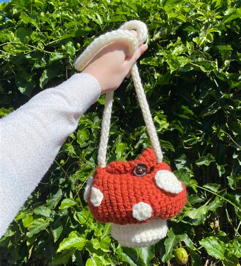 Crochet Mushroom Bag Or Backpack Handmade Cottagecore Etsy