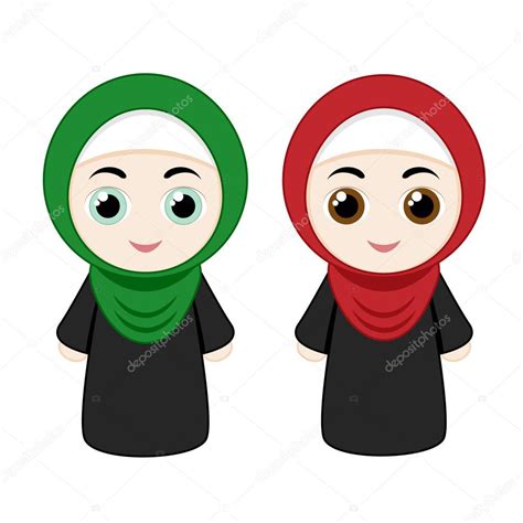 Chicas de dibujos animados con hijab vector gráfico vectorial Nataly