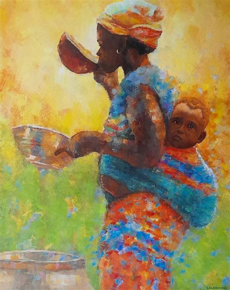 mother holding child painting