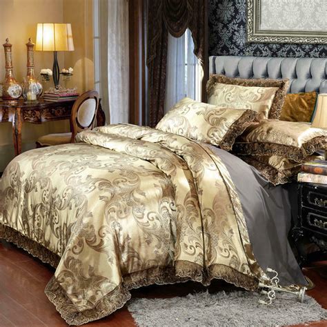 Luxury Jacquard Bedding Sets Satin Silk Cotton Duvet Cover Bed Sheet