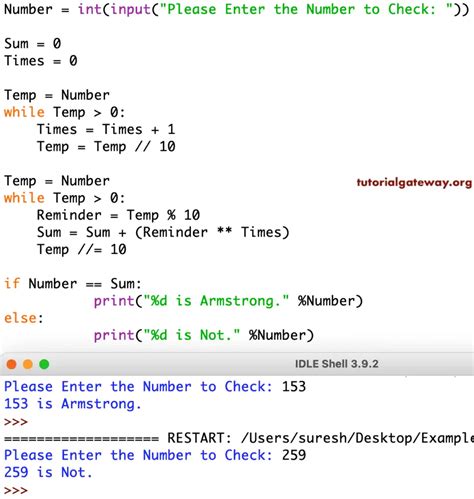 Python Program For Armstrong Number Or Not