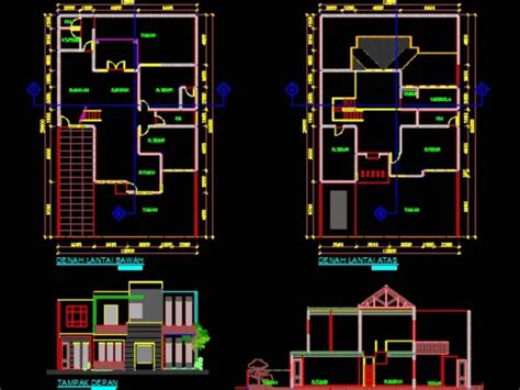 Rumah Desain 2 Lantai Sederhana Minimalis En AutoCAD Librería CAD