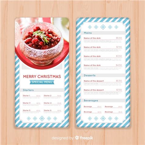 Free Vector Christmas Striped Frame Menu Template
