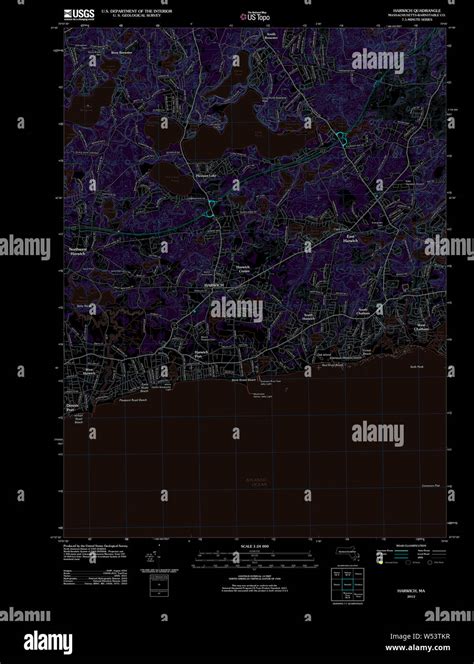 Massachusetts USGS Historical Topo Map MA Harwich 20120522 TM Inverted