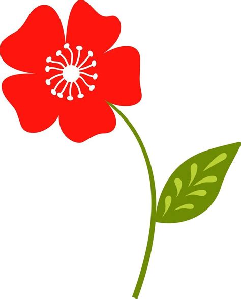 Flor Roja Estilizada Resaltada En Un Fondo Blanco Flor Vectorial En