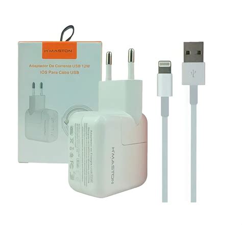 Kit Carregador Fonte E Cabo 12w Para Ipad E Iphone Hmaston Capas No Atacado Películas