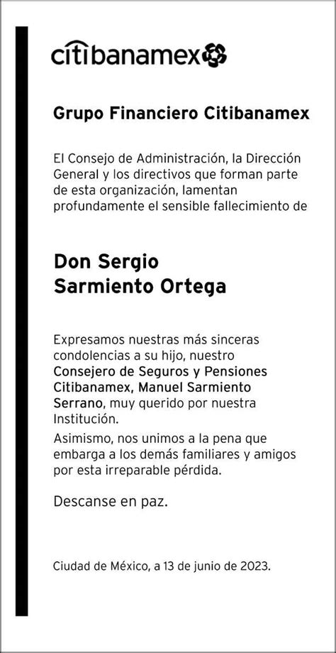 Don Sergio Sarmiento Ortega Obituario Esquela