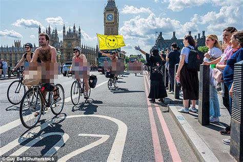 They Ll Be Saddle Sore In The Morning Naked Cyclists Take To London S Streets To Protest