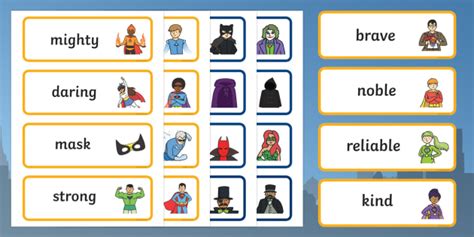 Superhero Hero And Villain Word Cards Teacher Made