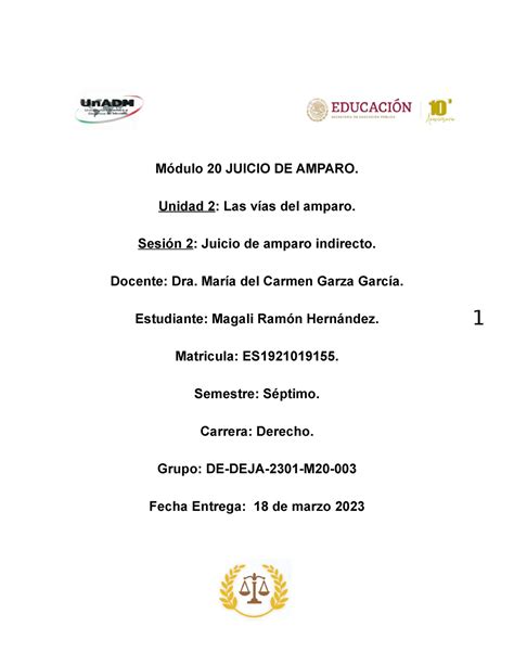 M20 U2 S3 Marh Trabajo Autoria Módulo 20 Juicio De Amparo Unidad 2 Las Vías Del Amparo