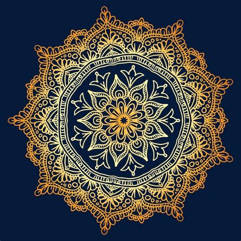 Mandala Dorato Decorativo Su Sfondo Blu Vettore Gratis