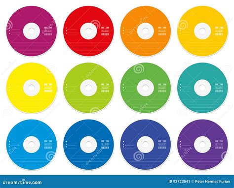 Cd Labels Colored Template Stock Vector Illustration Of Discs 92723541