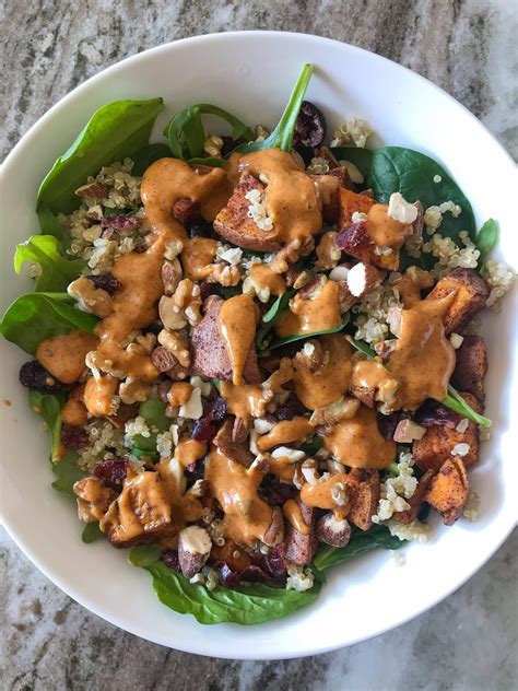 Superfood Salad With Sweet Potatoes And Ginger Almond Dressing Laptrinhx News