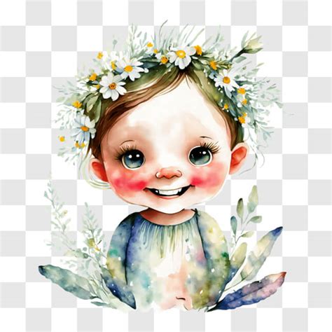 Descarga Ni A Adorable Con Flores En Pintura De Acuarela Png En L Nea