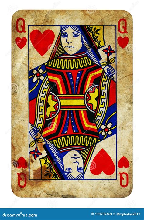 Queen Of Hearts Vintage Playing Card Isolated On White Stock Illustration Illustration Of